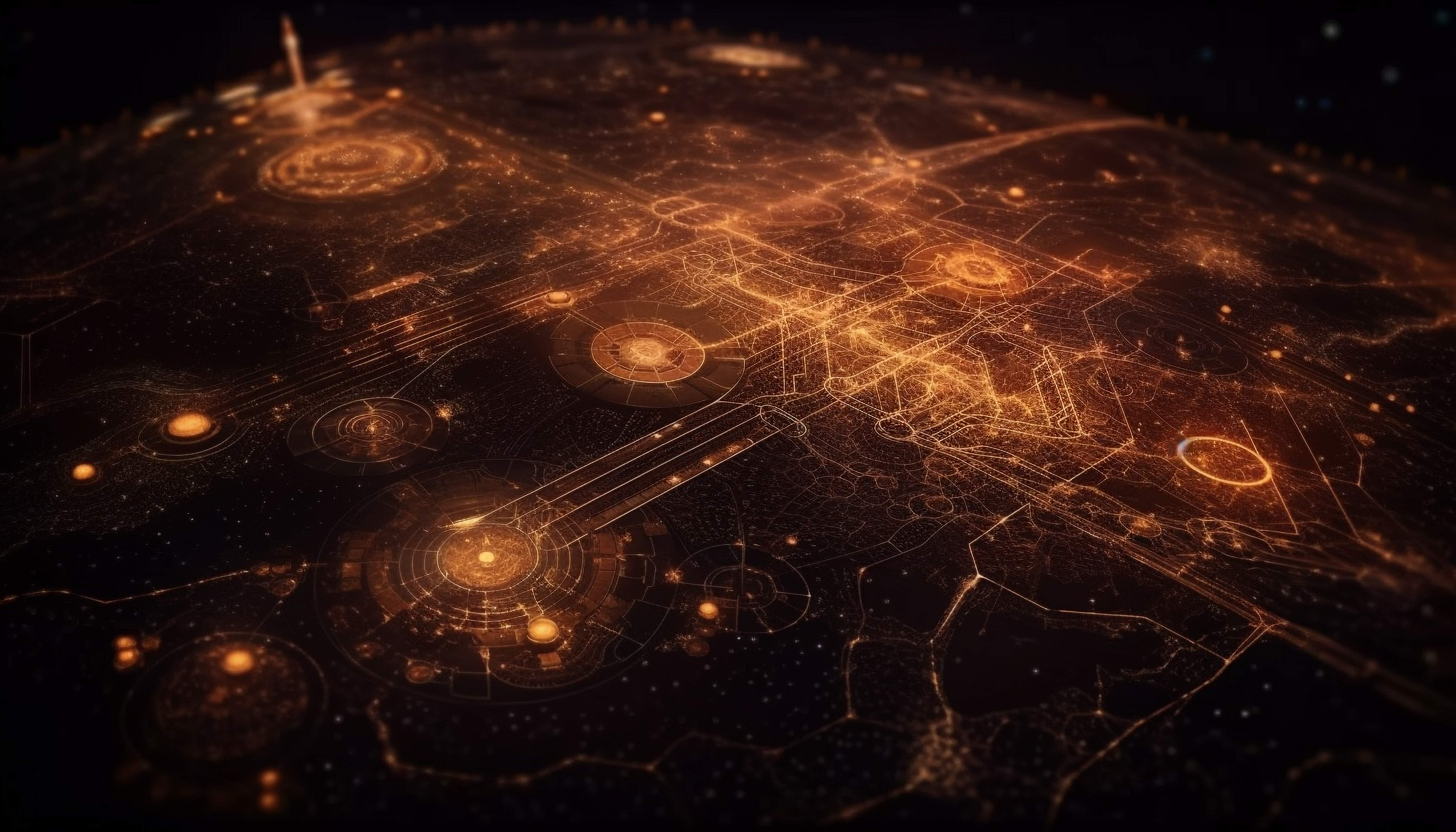 Digital network visualization with interconnected nodes